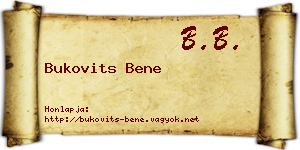 Bukovits Bene névjegykártya